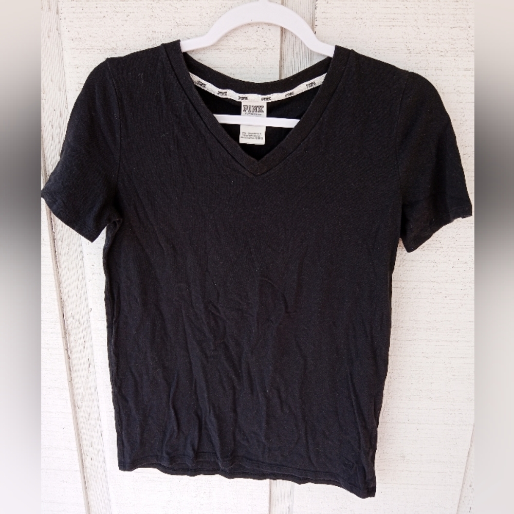 PINK by Victoria's Secret Basic V-Neck T-shirt Tee Shirt Top Sleepwear Blouse
